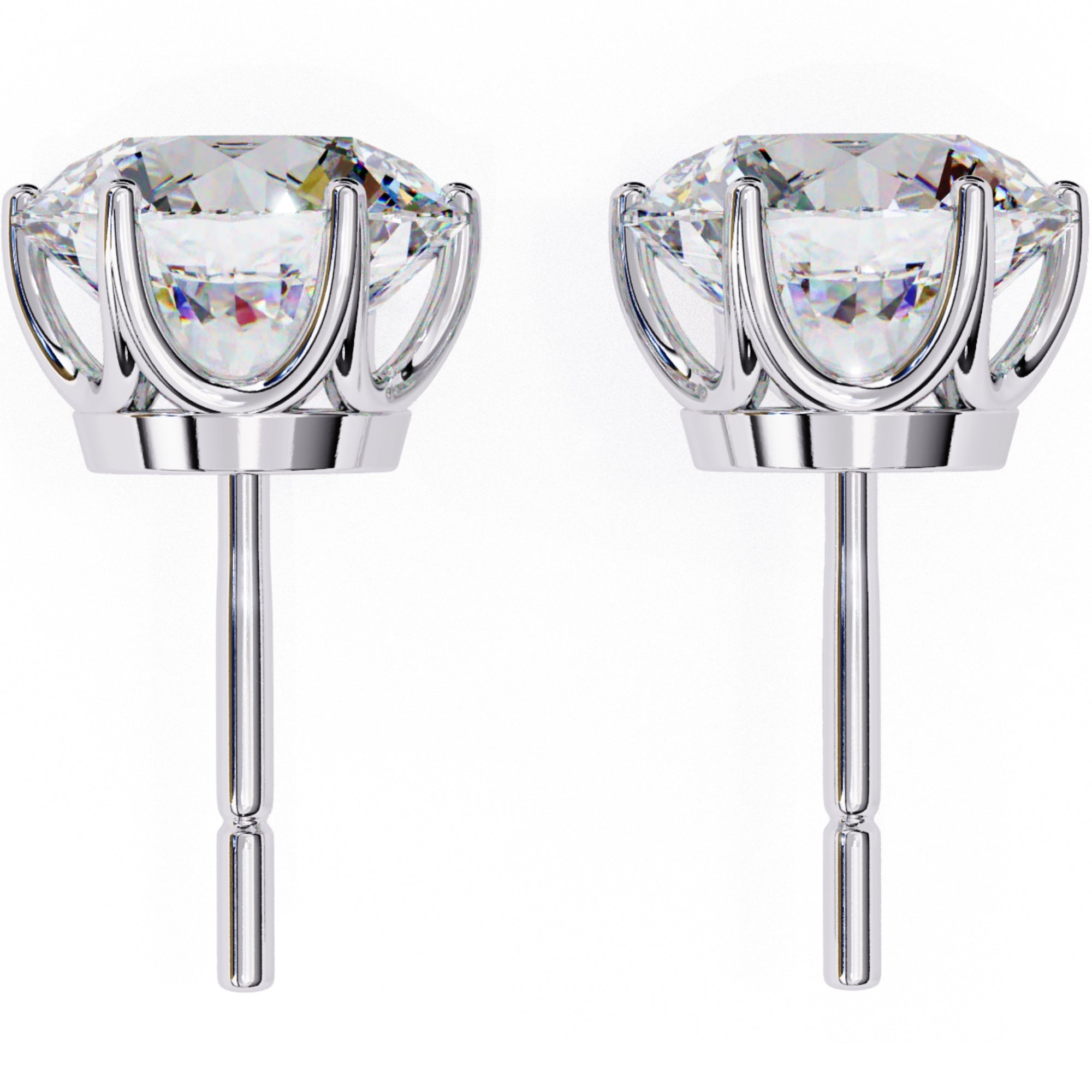 Cercei Stud Majestic din Aur 14k cu Diamante Naturale Tăietură Briliant de 2.5 ct din 14K Aur Alb - Castelo.ro