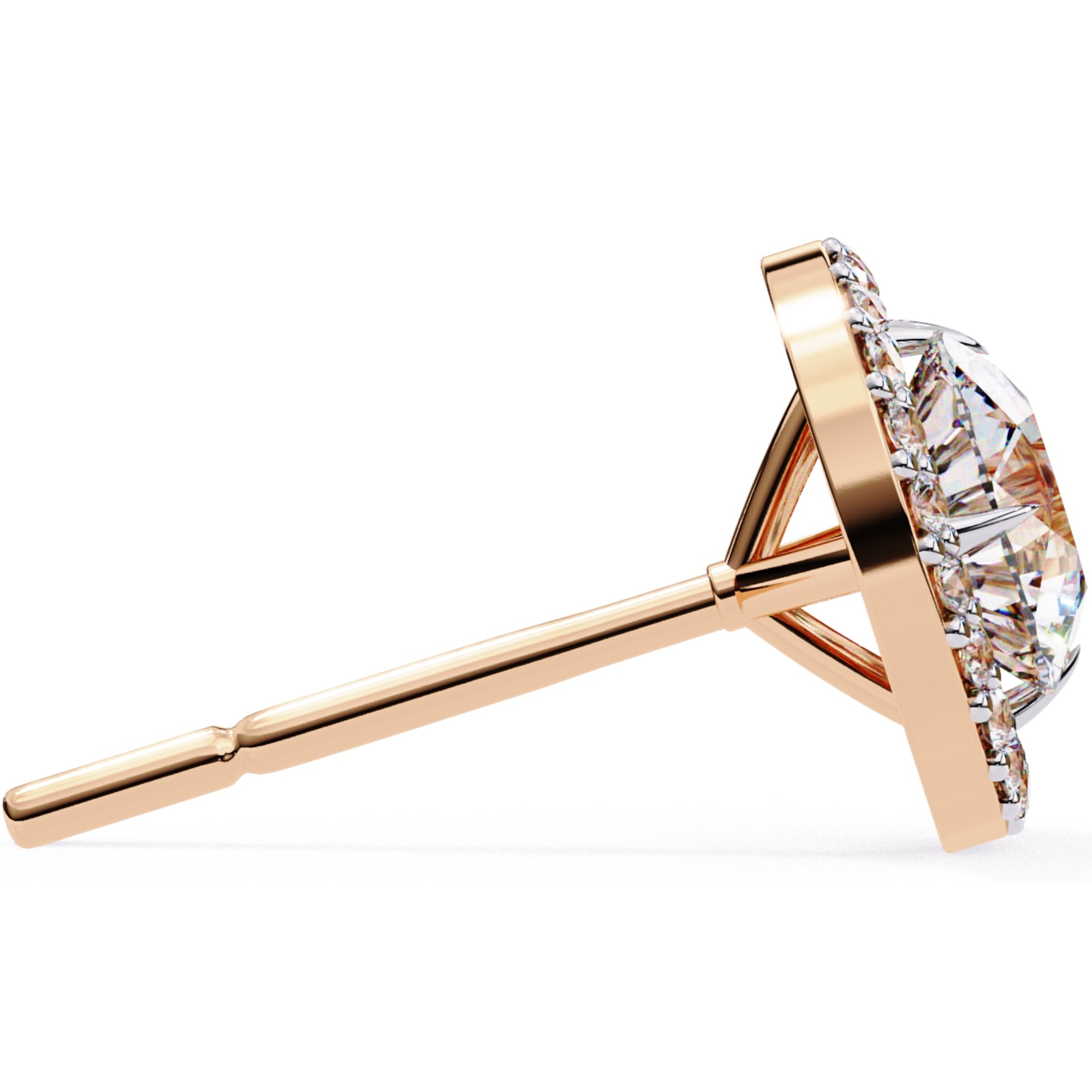 Cercei Stud Round Halo cu Diamante Create în Laborator de 0.92 ct din 18K Aur Roz - Castelo.ro