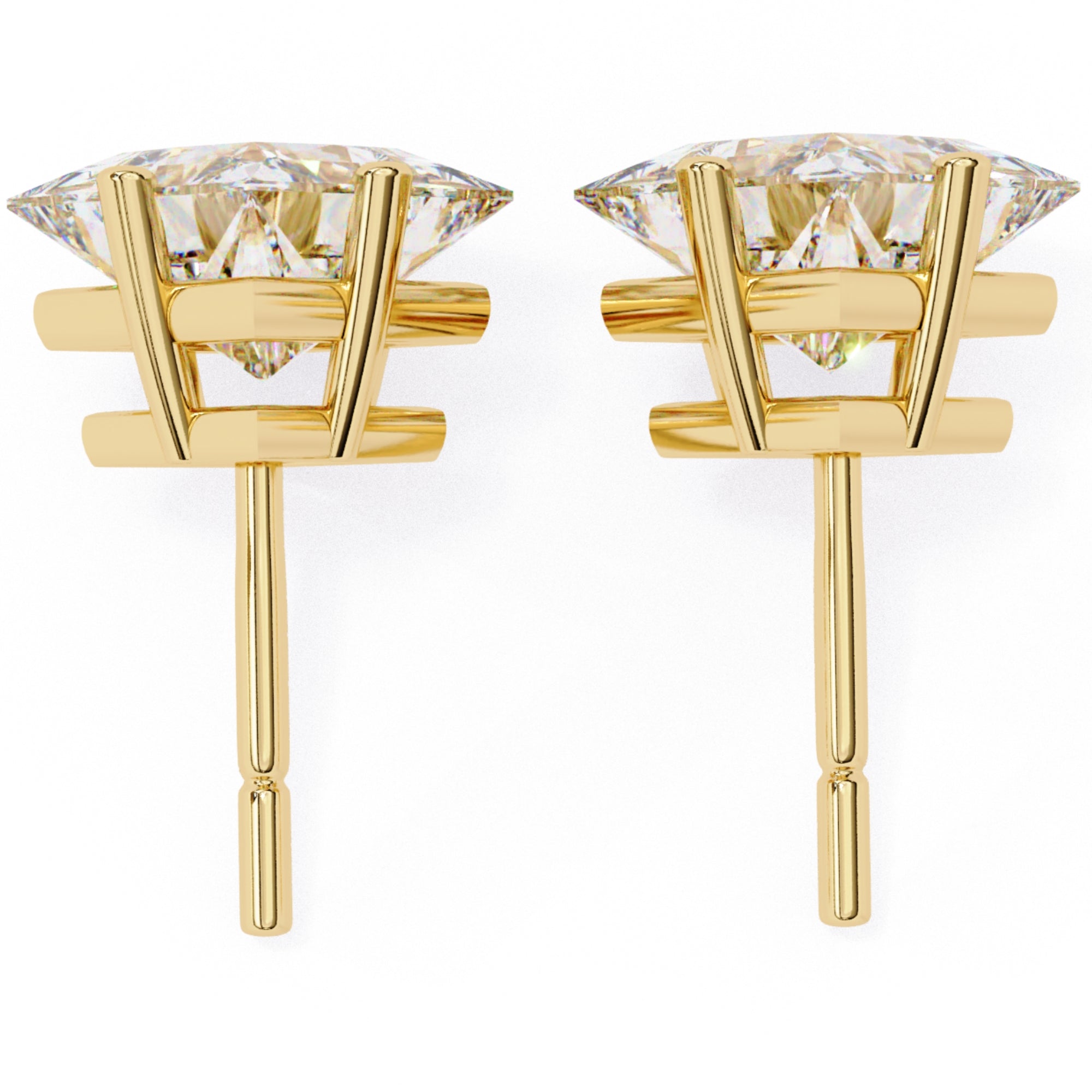 Cercei Stud Cu Diamante Naturale Tăietură Princess de 2 ct din - Castelo.ro