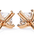 Cercei Stud Lumiere cu Diamante Naturale Tăietură Princess de 3 ct din 18K Aur Roz - Castelo.ro
