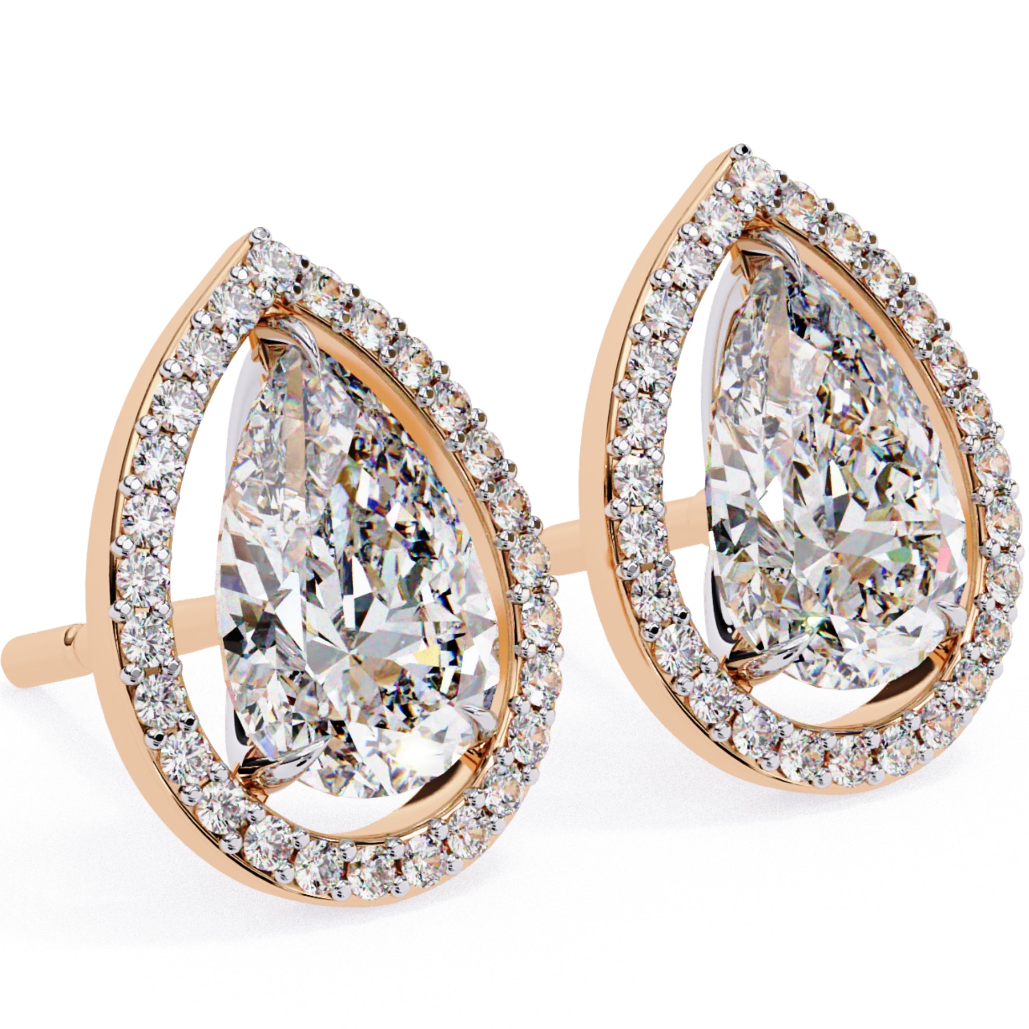 Cercei Stud Tear Drop din Aur 14k cu Moissanite de 0.81 ct din 14K Aur Roz - Castelo.ro