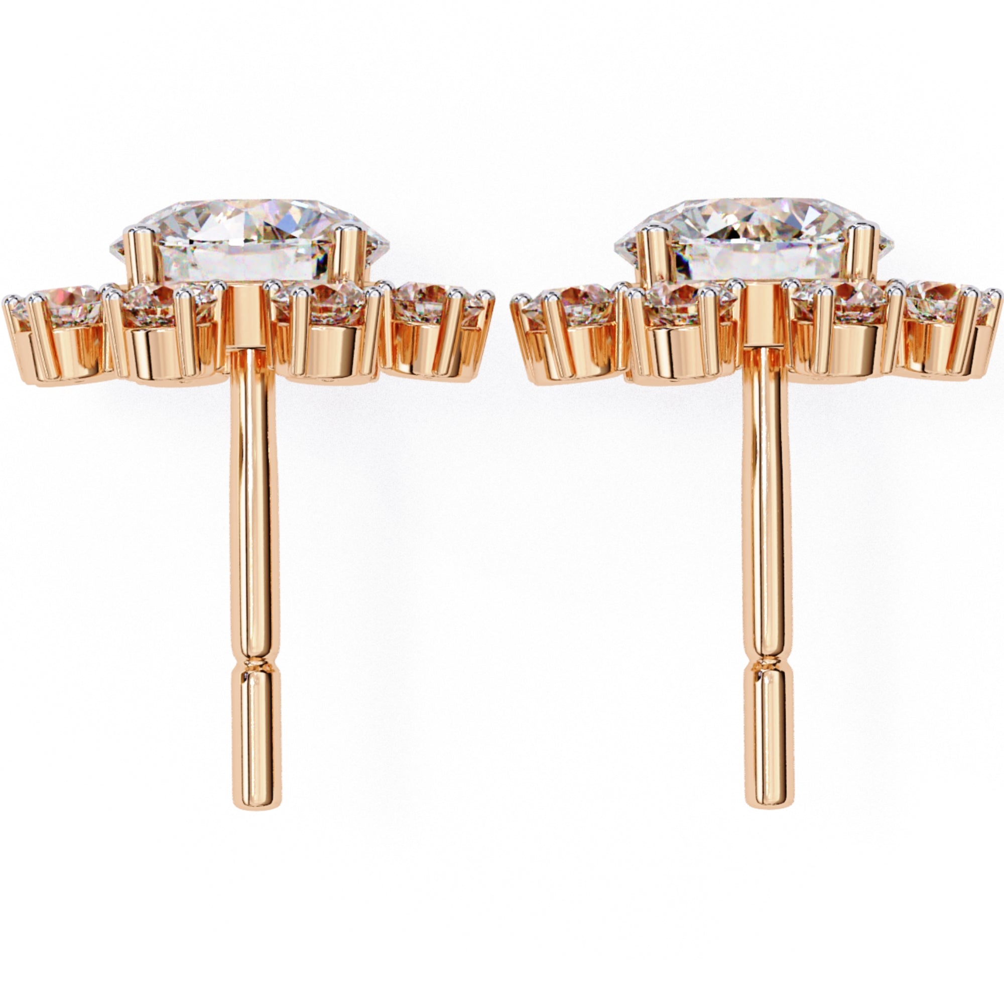 Cercei Stud Ice Queen cu Diamante Create în Laborator de 1.22 ct din 18K Aur Roz - Castelo.ro