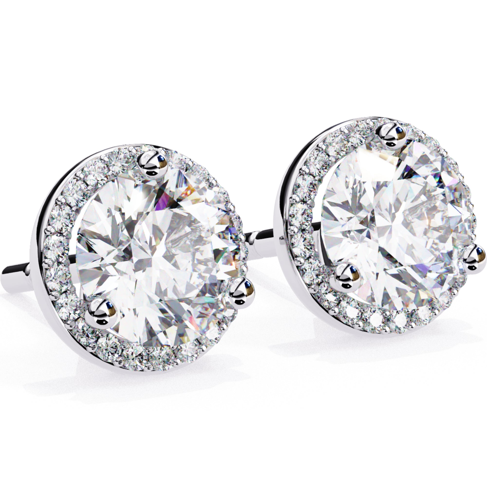 Cercei Stud Halo Dreams din Aur 14k cu Moissanite de 1.95 ct