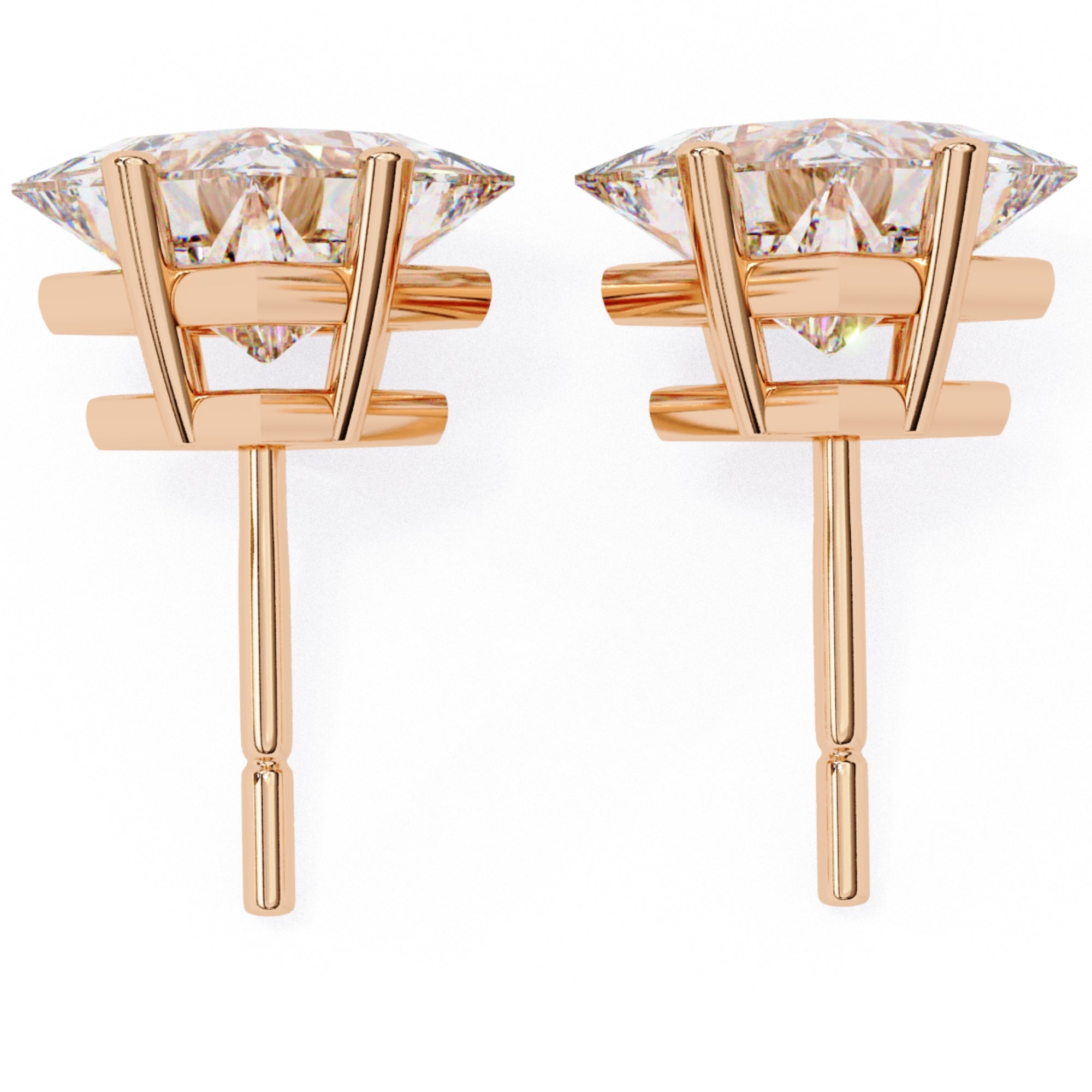 Cercei Stud Cu Diamante Naturale Tăietură Princess de 2 ct din - Castelo.ro