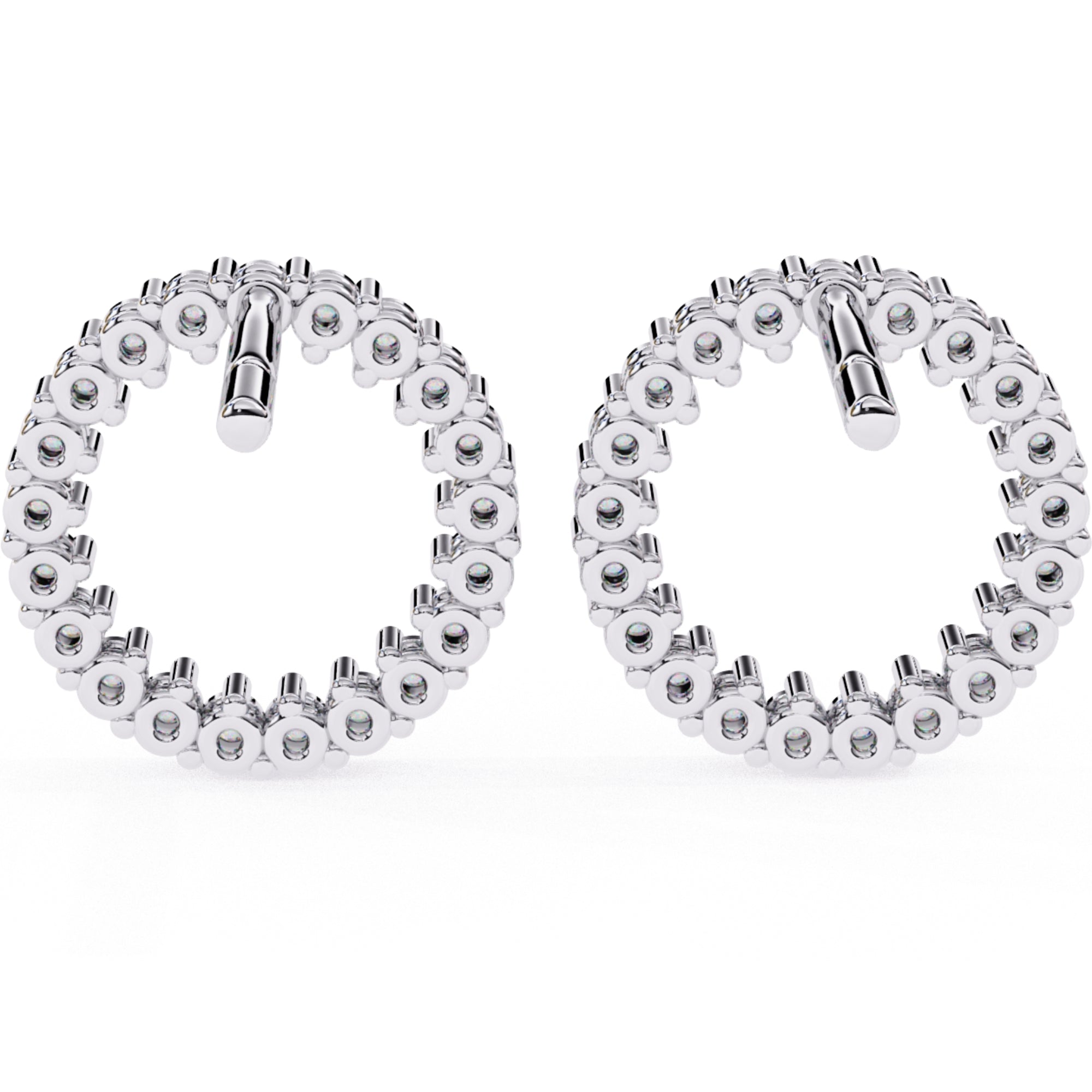 Cercei Stud Circle of Fire din Aur 14k cu Moissanite Tăietură Briliant de 0.3 ct din 14K Aur Alb - Castelo.ro