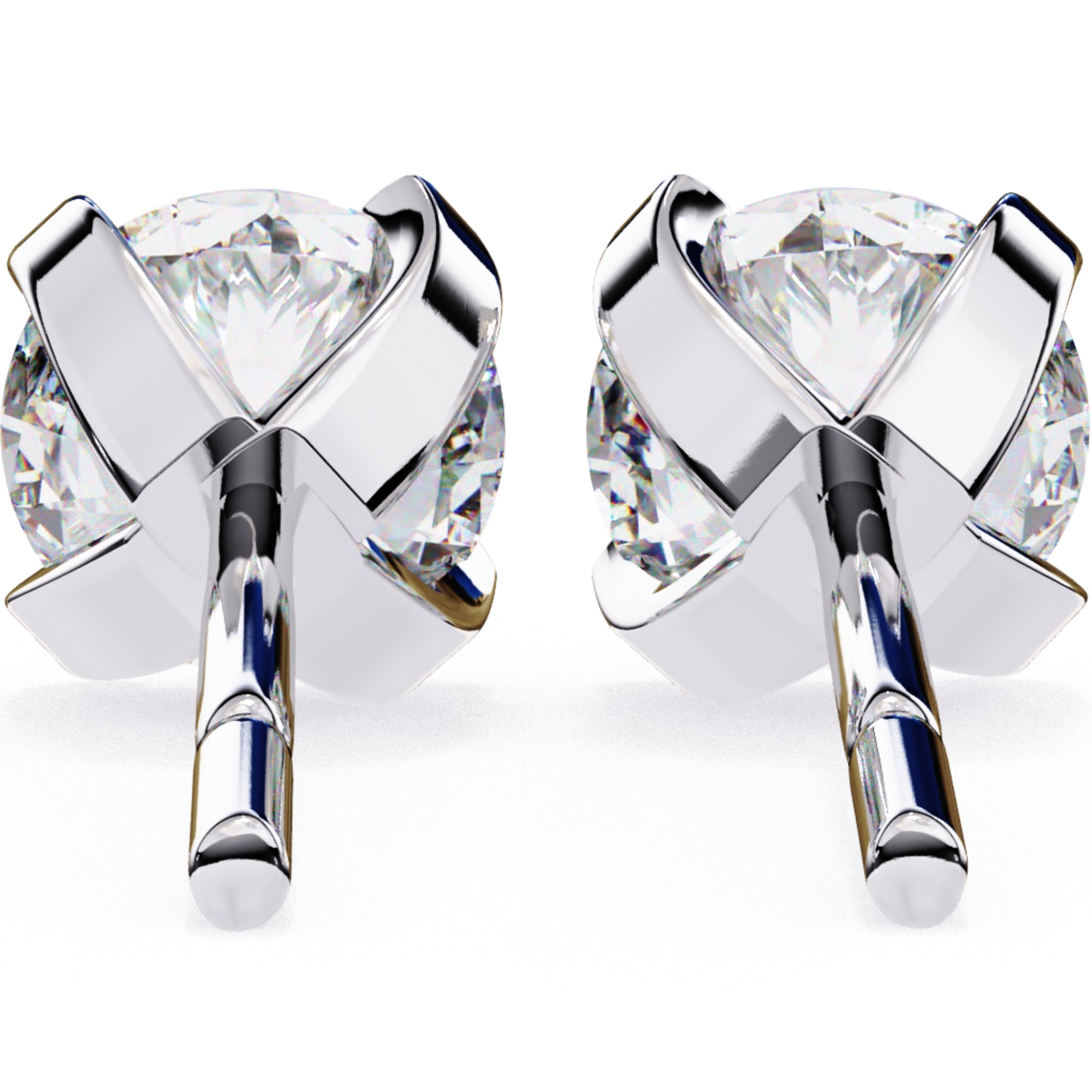 Cercei Stud L'Arte din Aur 14k cu Diamante Naturale Tăietură Briliant de 2.5 ct din 14K Aur Alb - Castelo.ro