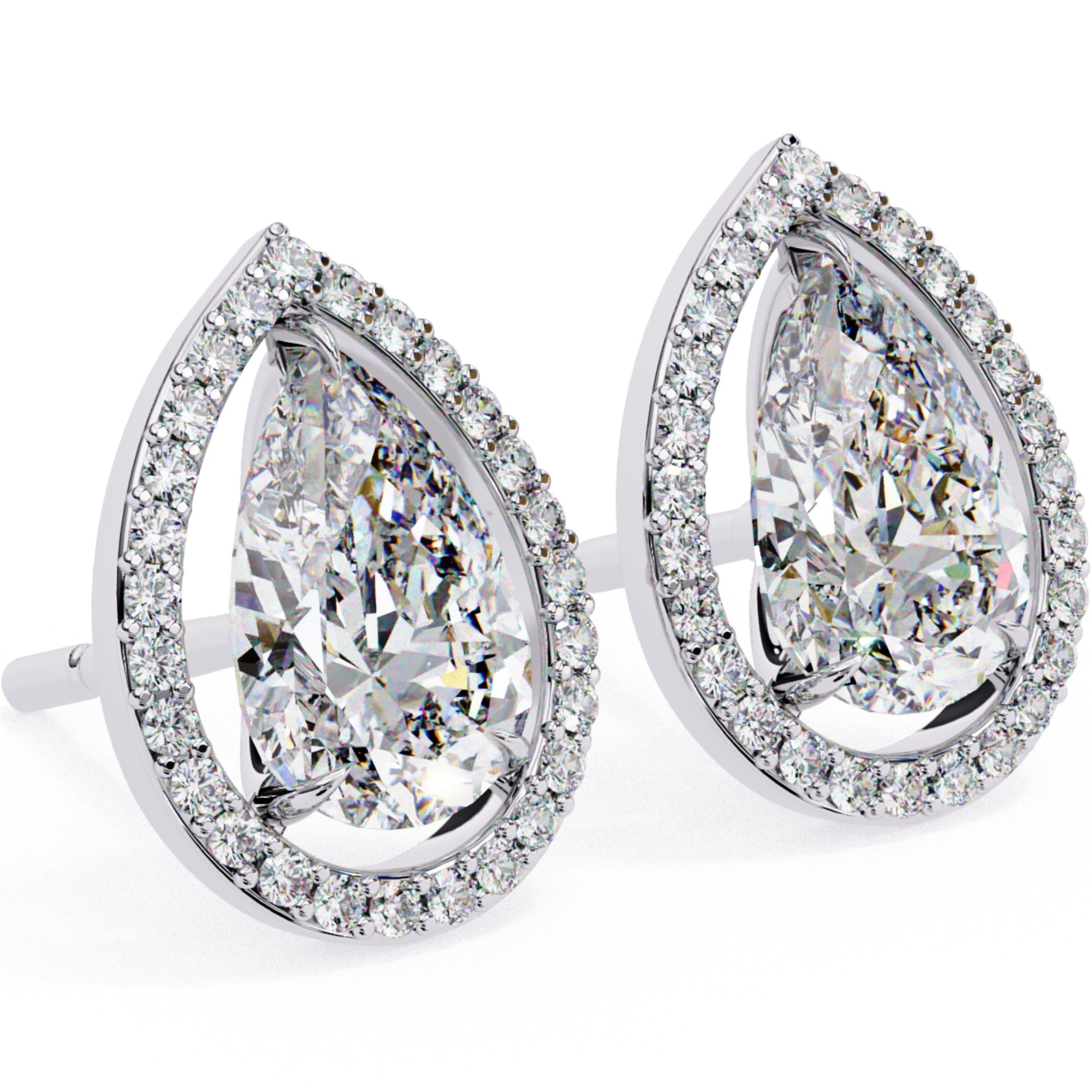 Cercei Stud Tear Drop din Aur 14k cu Moissanite de 0.81 ct din 14K Aur Alb - Castelo.ro