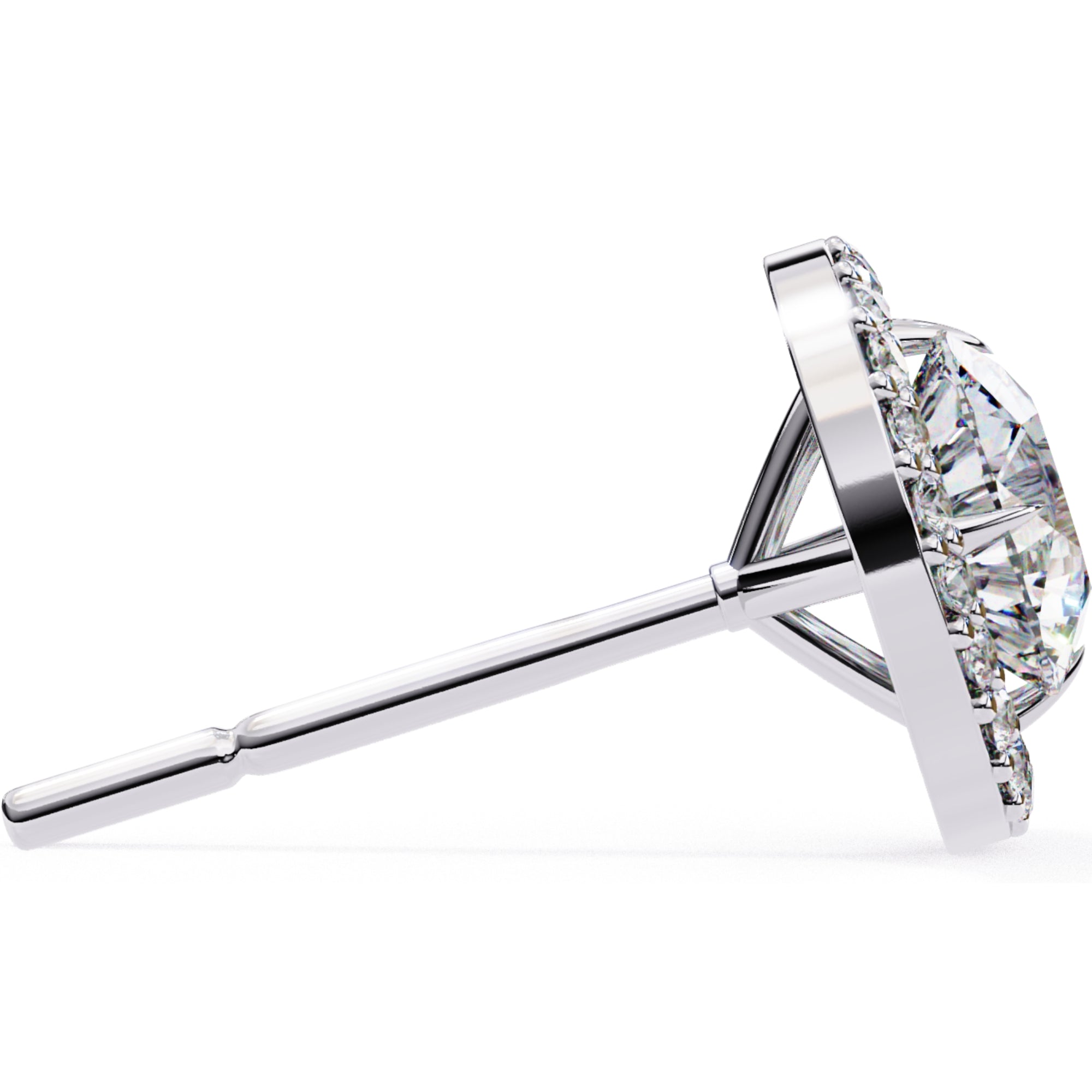 Cercei Stud Round Halo cu Diamante Create în Laborator de 0.92 ct din - Castelo.ro
