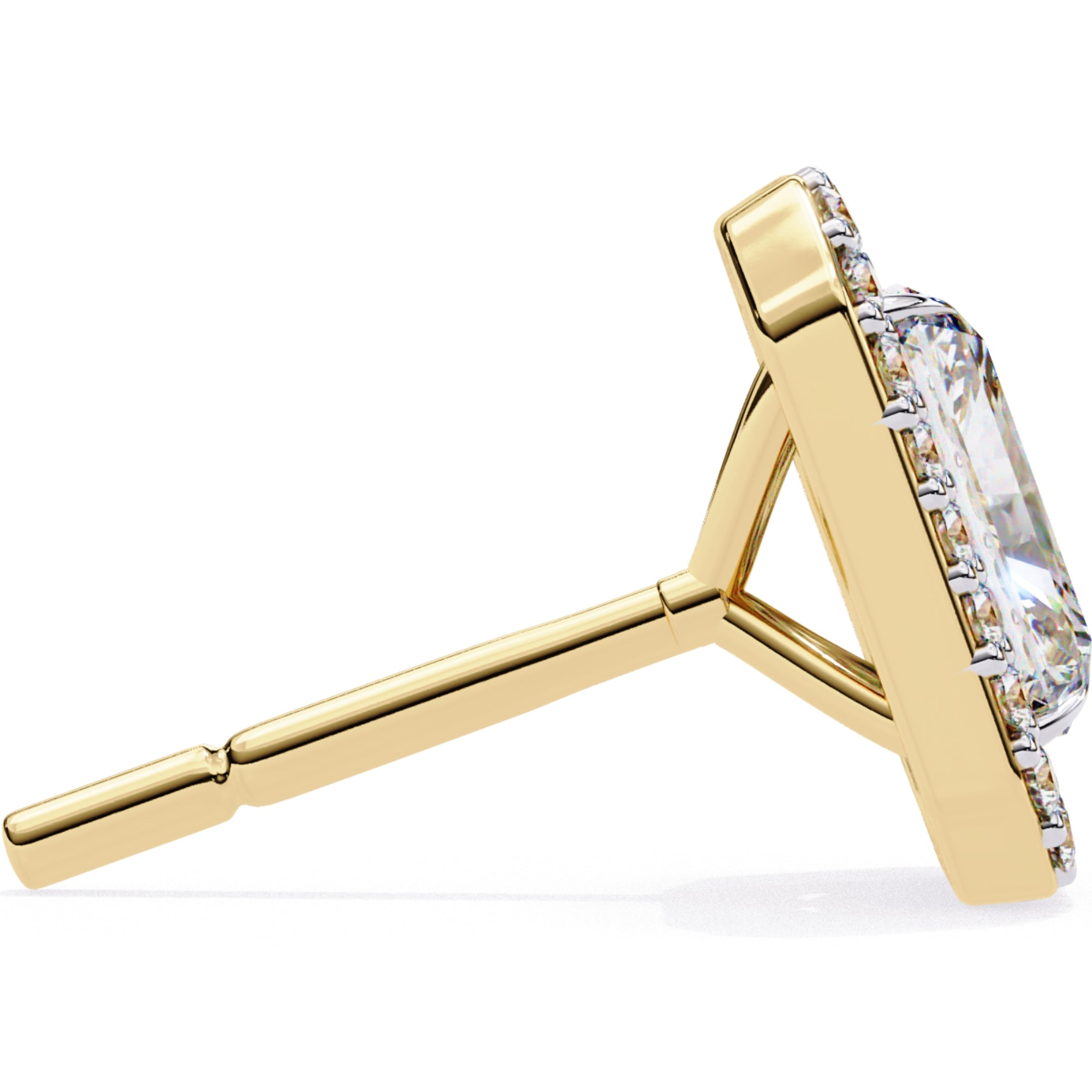 Cercei Stud Radiant Eiffel cu Moissanite de 0.95 ct din 18K Aur Galben - Castelo.ro