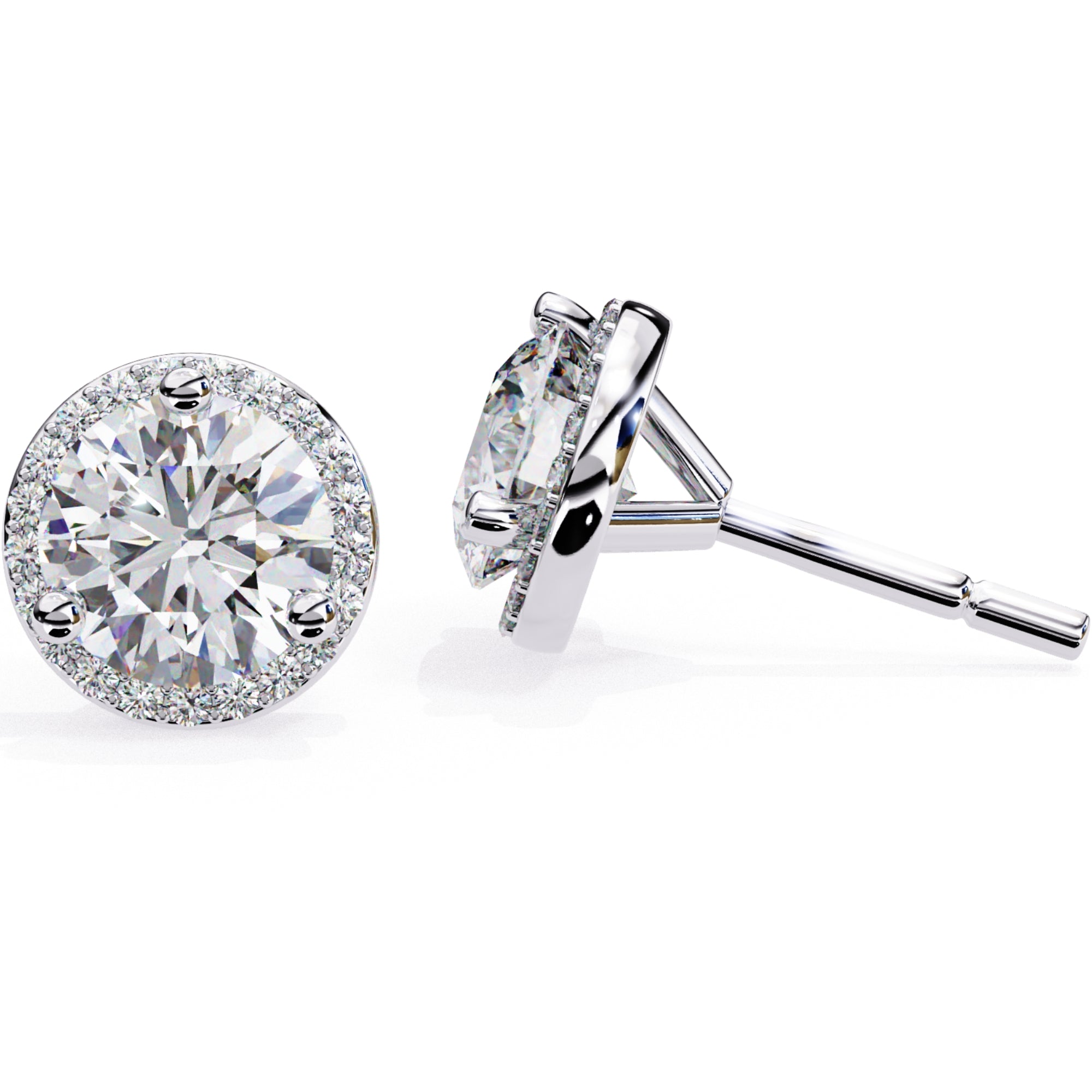 Cercei Stud Halo Dreams din Aur 14k cu Moissanite de 1.95 ct