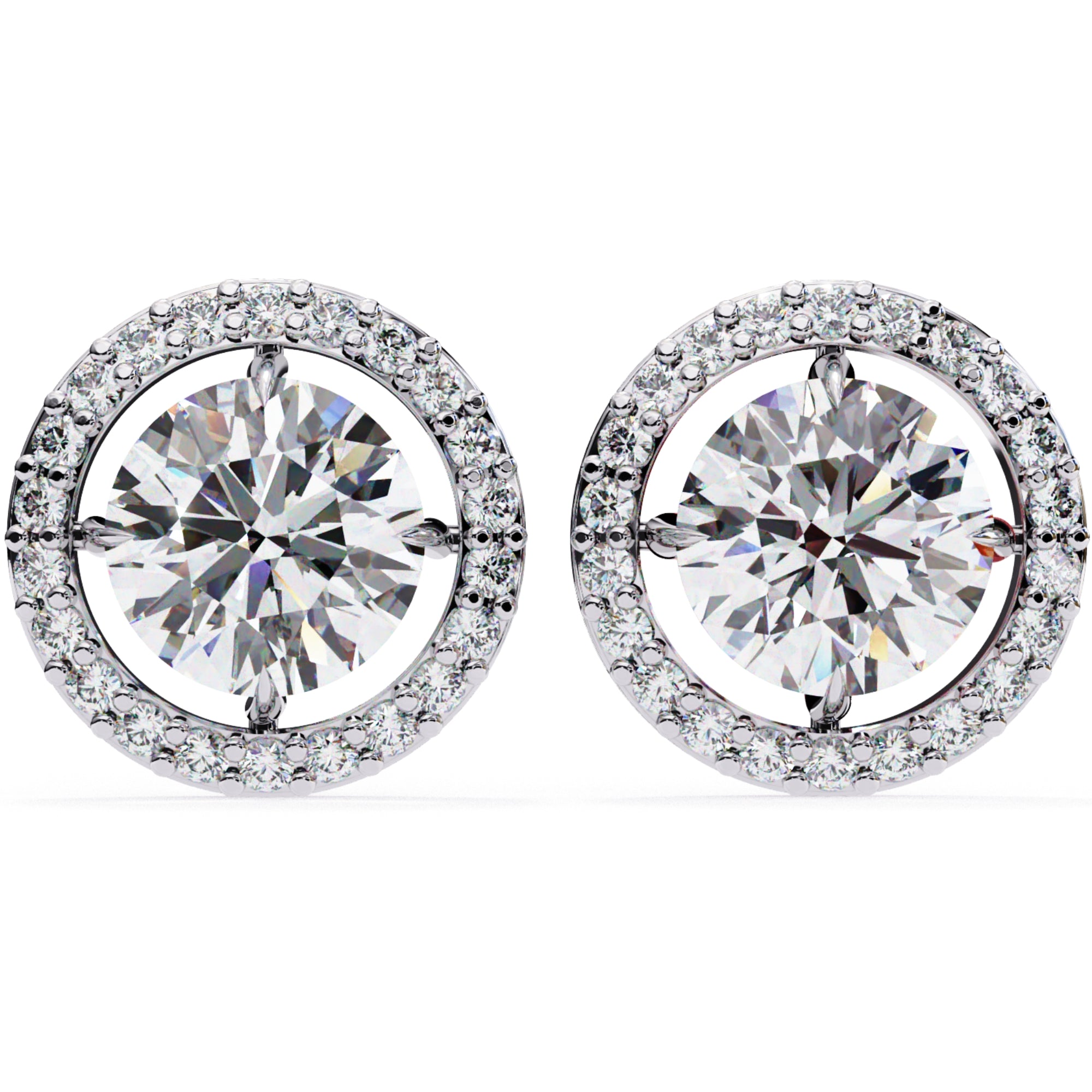 Cercei Stud Round Halo cu Diamante Create în Laborator de 0.92 ct din - Castelo.ro
