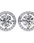 Cercei Stud Round Halo cu Diamante Create în Laborator de 0.92 ct din - Castelo.ro