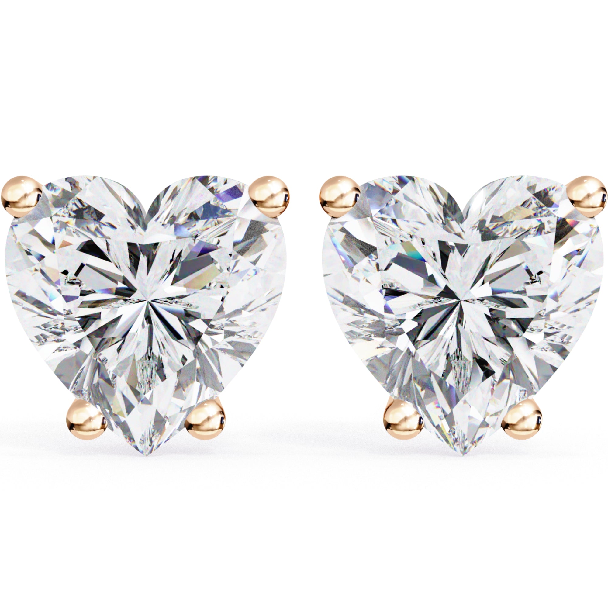 Cercei Stud Inima din Aur 14k cu Moissanite Tăietură Heart de 2.4 ct din 14K Aur Roz - Castelo.ro