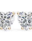Cercei Stud Inima din Aur 14k cu Moissanite Tăietură Heart de 2.4 ct din 14K Aur Roz - Castelo.ro