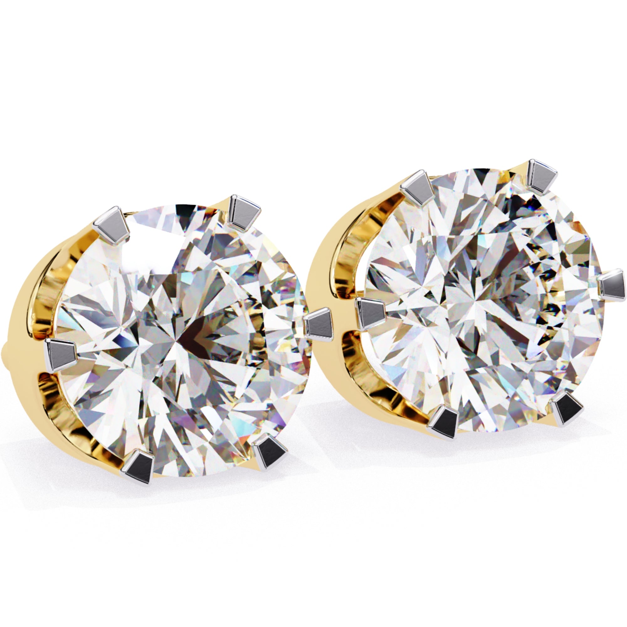 Cercei Solitaire Stud Luxury din Aur 14k cu Moissanite de 2.57 ct