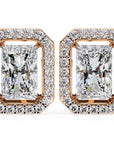 Cercei Stud Radiant Eiffel cu Moissanite de 0.95 ct din 18K Aur Roz - Castelo.ro