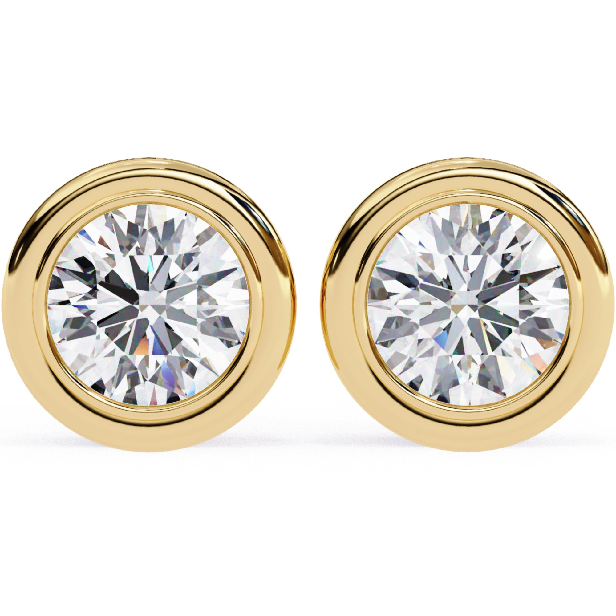 Cercei Stud Bezel din Aur 14k cu Moissanite Tăietură Briliant de 2.5 ct din 14K Aur Galben - Castelo.ro