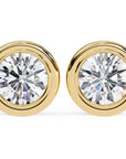 Cercei Stud Bezel din Aur 14k cu Moissanite Tăietură Briliant de 2.5 ct din 14K Aur Galben - Castelo.ro
