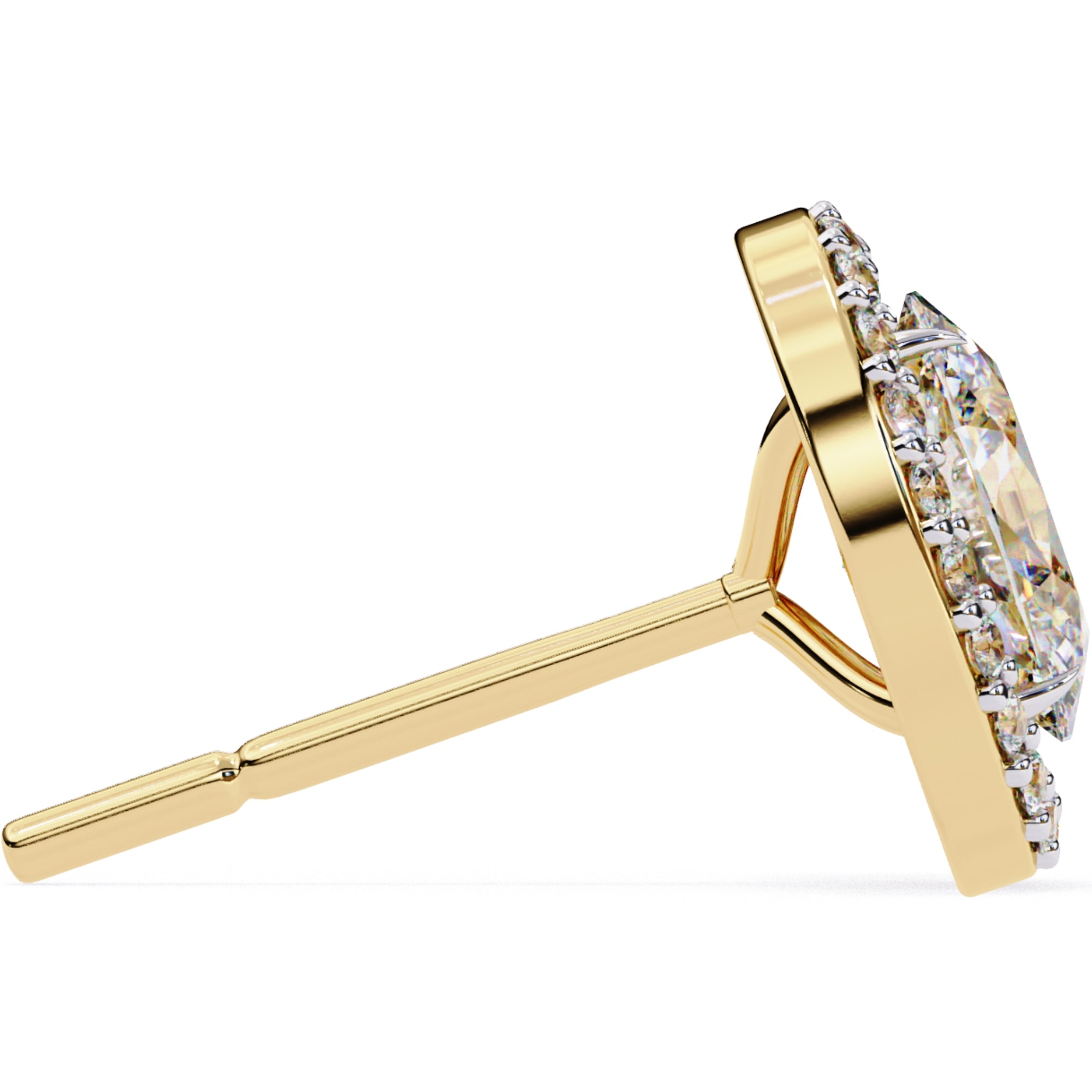 Cercei Stud Oval Star din Aur 14k cu Diamante Create în Laborator de 0.97 ct din 14K Aur Galben - Castelo.ro