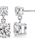 Cercei Drop Stud din Aur 14k Cu Moissanite Tăietură Briliant de 3.7 ct din 14K Aur Alb - Castelo.ro