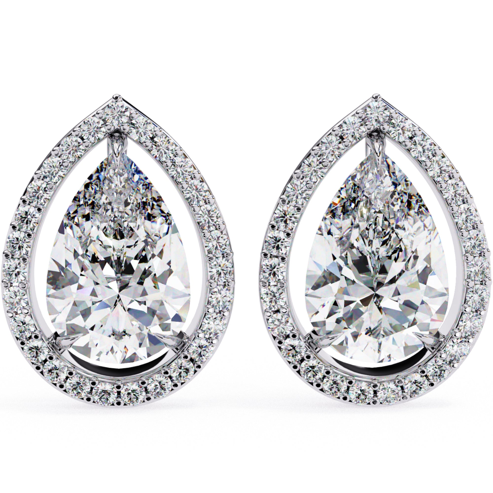 Cercei Stud Tear Drop din Aur 14k cu Moissanite de 0.81 ct din 14K Aur Alb - Castelo.ro