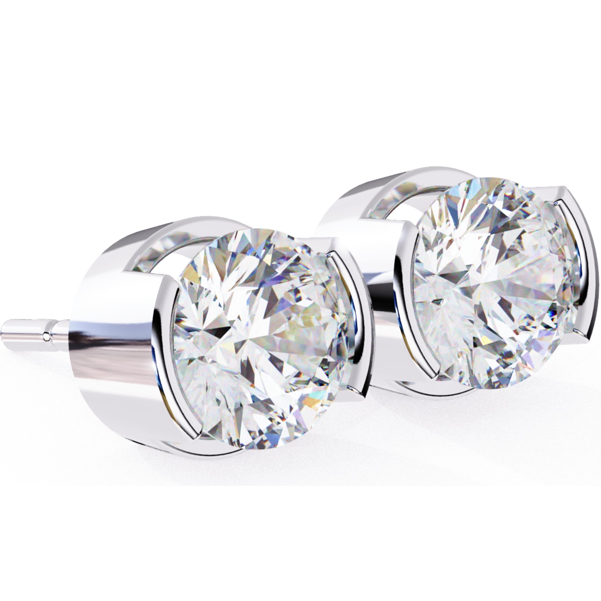 Cercei Stud Bezel Rio din Aur 14k cu Moissanite Tăietură Briliant de 2.5 ct din 14K Aur Alb - Castelo.ro