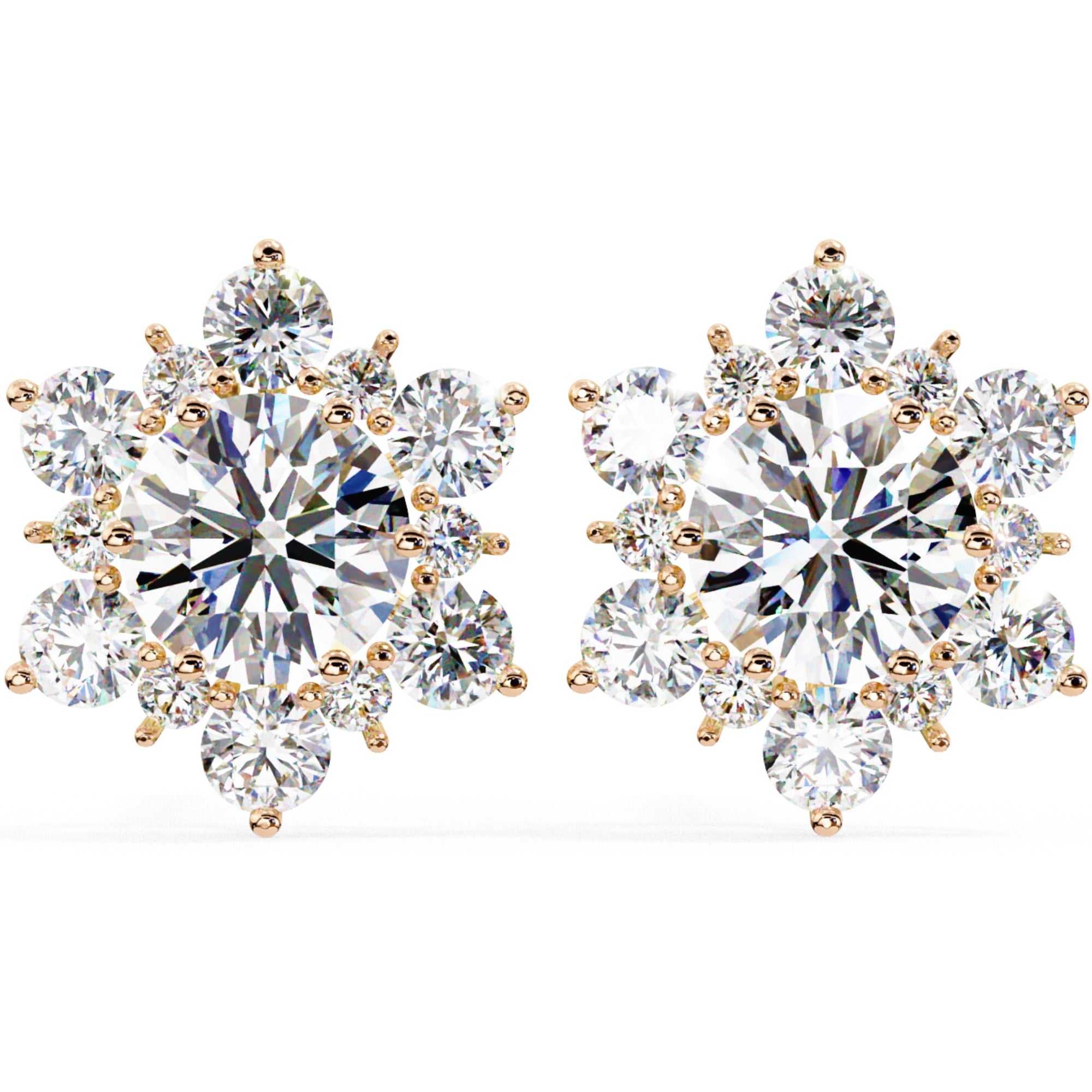 Cercei Stud Snowflake cu Diamante Create în Laborator de 0.72 ct din 18K Aur Roz - Castelo.ro