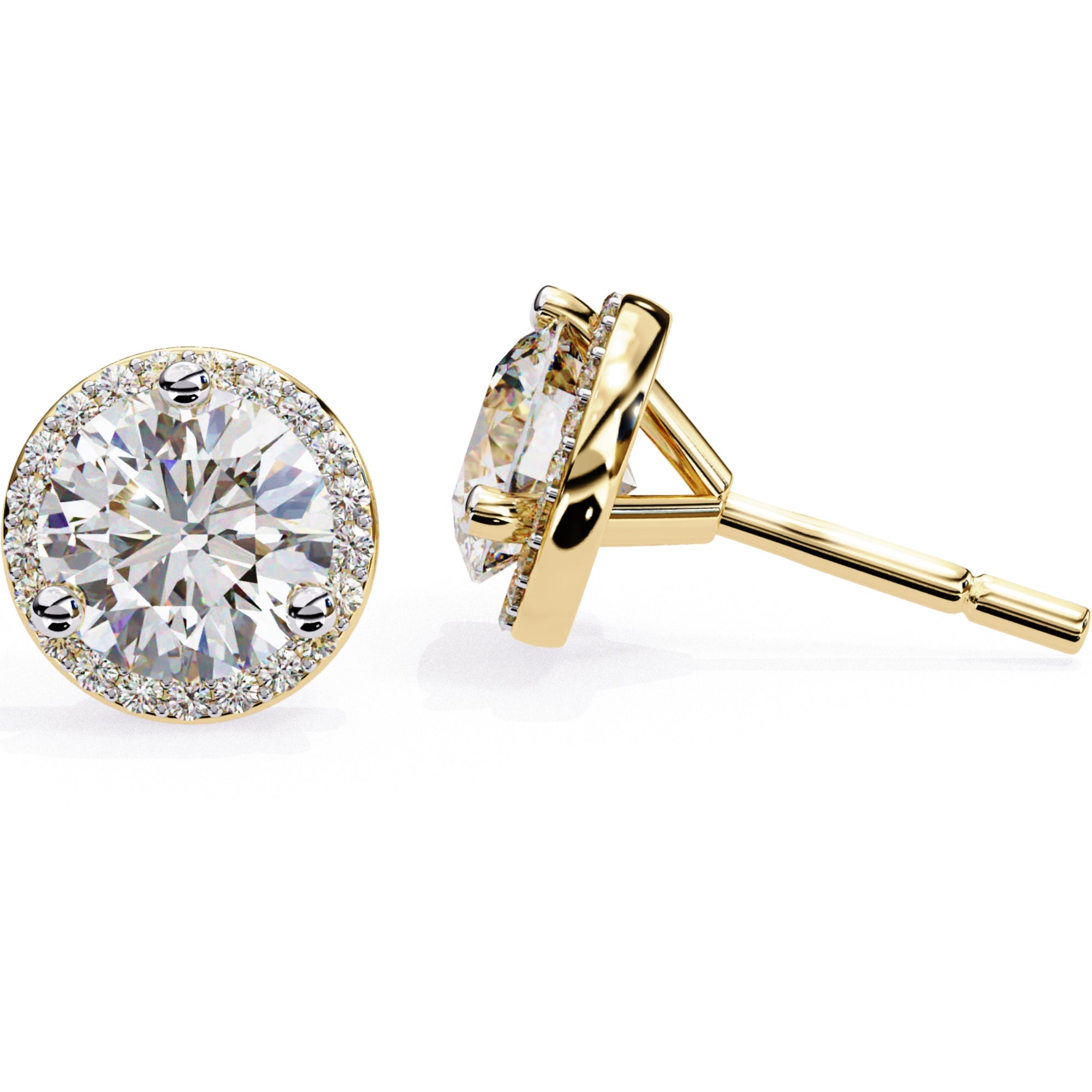 Cercei Stud Halo Dreams din Aur 14k cu Moissanite de 1.95 ct