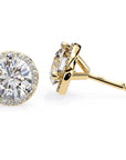 Cercei Stud Halo Dreams din Aur 14k cu Moissanite de 1.95 ct