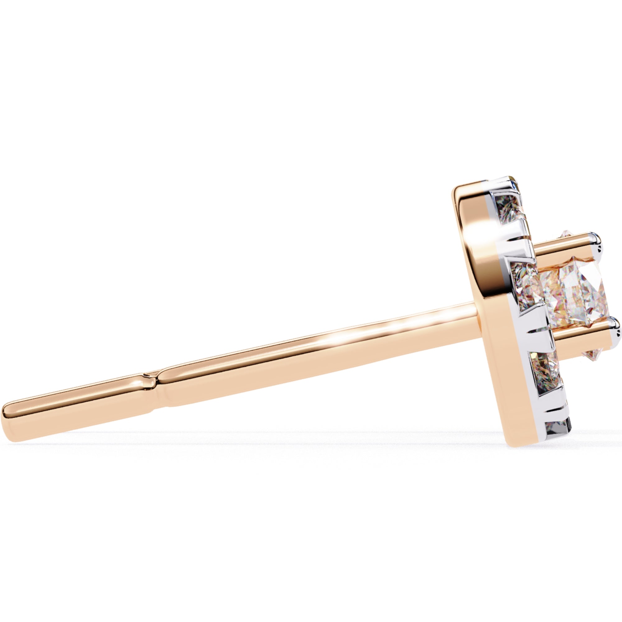 Cercei Stud Fleur din Aur 14k cu Moissanite Tăietură Briliant de 0.26 ct din 14K Aur Roz - Castelo.ro