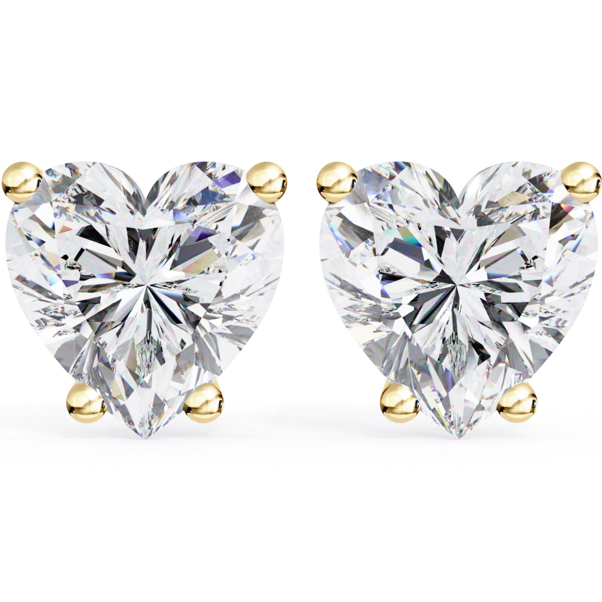 Cercei Stud Inima din Aur 14k cu Moissanite Tăietură Heart de 2.4 ct din 14K Aur Galben - Castelo.ro
