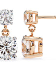 Cercei Drop Stud Cu Diamante Create în Laborator Tăietură Briliant de 3.7 ct din 18K Aur Roz - Castelo.ro