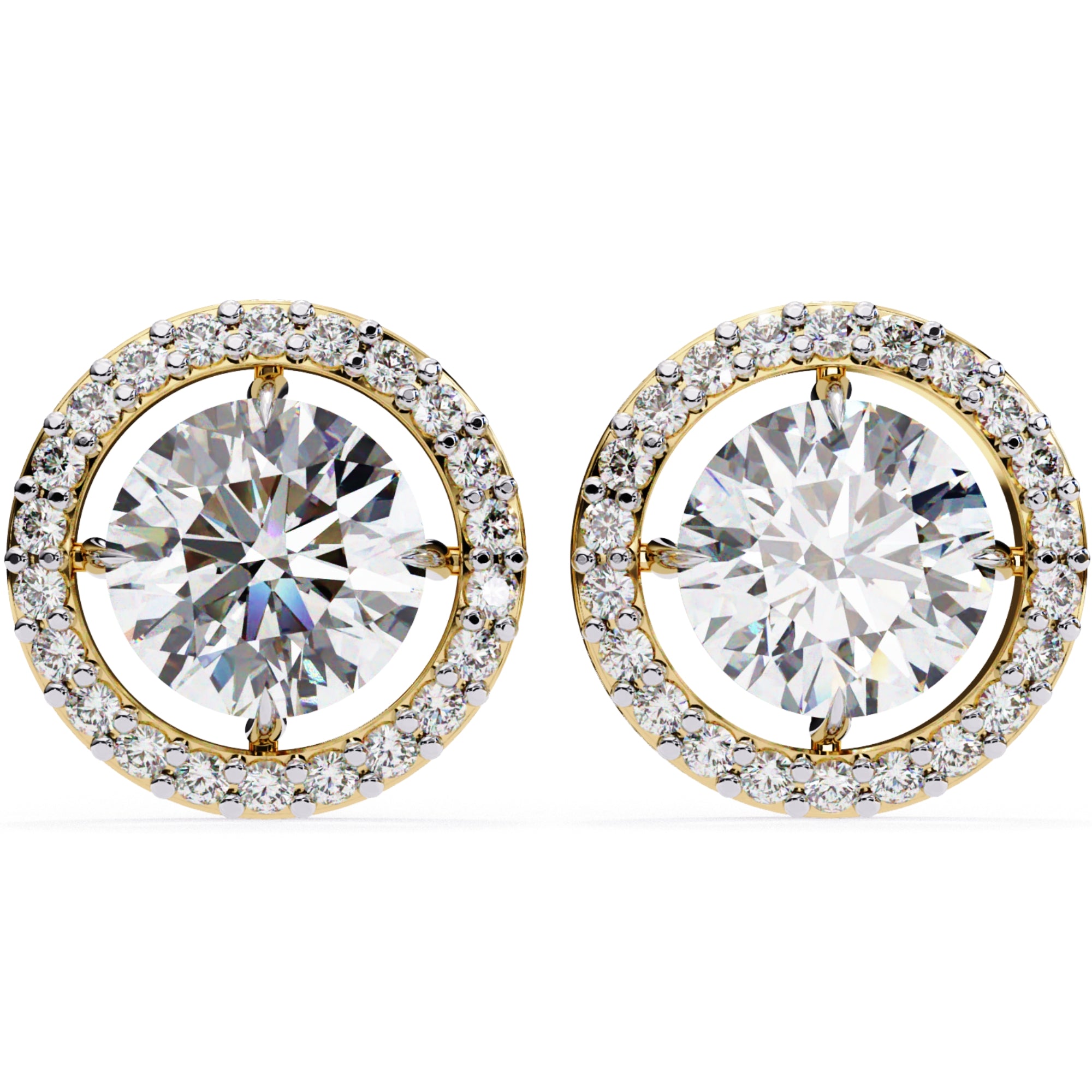 Cercei Stud Round Halo cu Diamante Create în Laborator de 0.92 ct din 18K Aur Galben - Castelo.ro