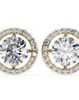 Cercei Stud Round Halo cu Moissanite de 0.92 ct din 18K Aur Galben - Castelo.ro