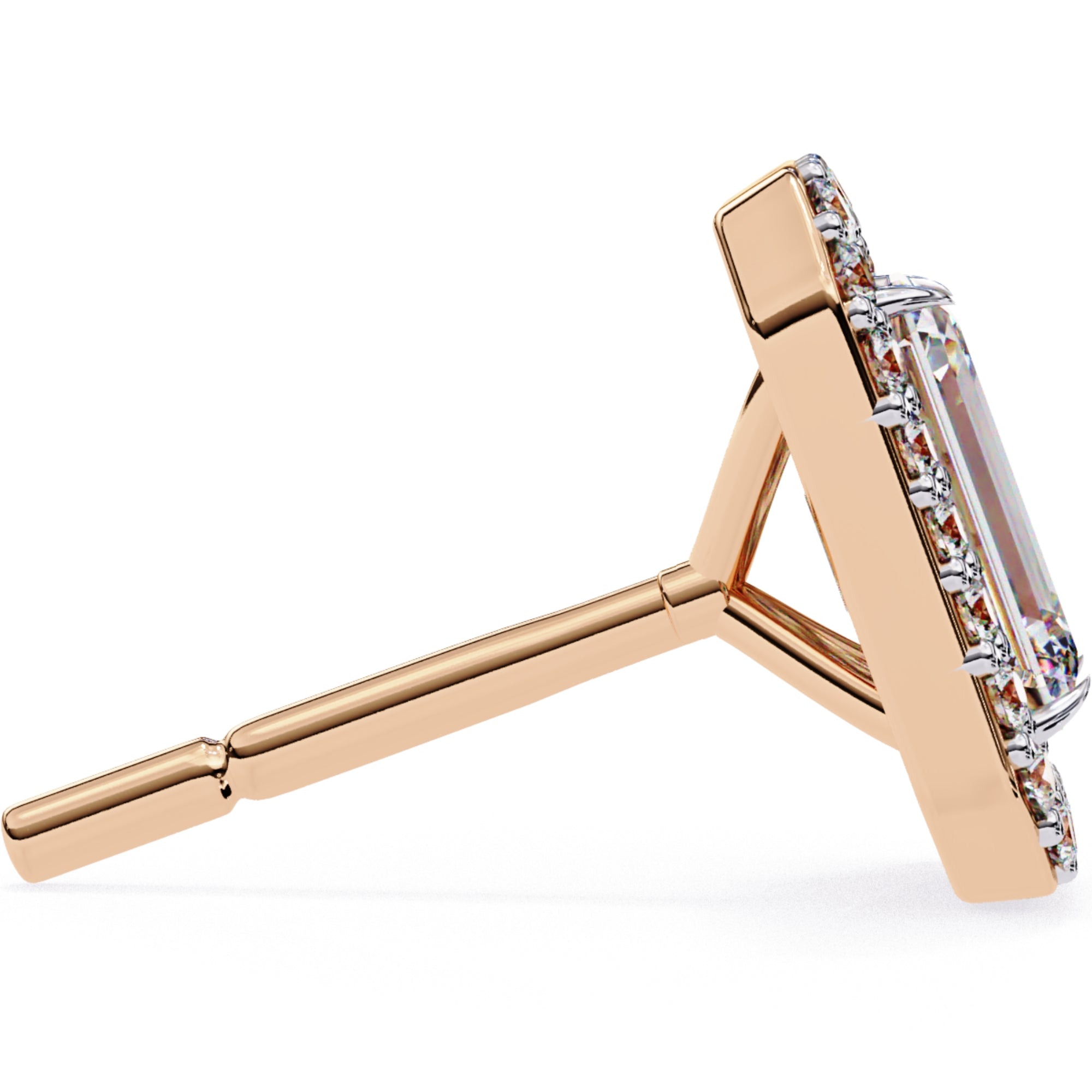 Cercei Stud Louvre Radiant cu Diamante Create în Laborator de 0.86 ct din 18K Aur Roz - Castelo.ro