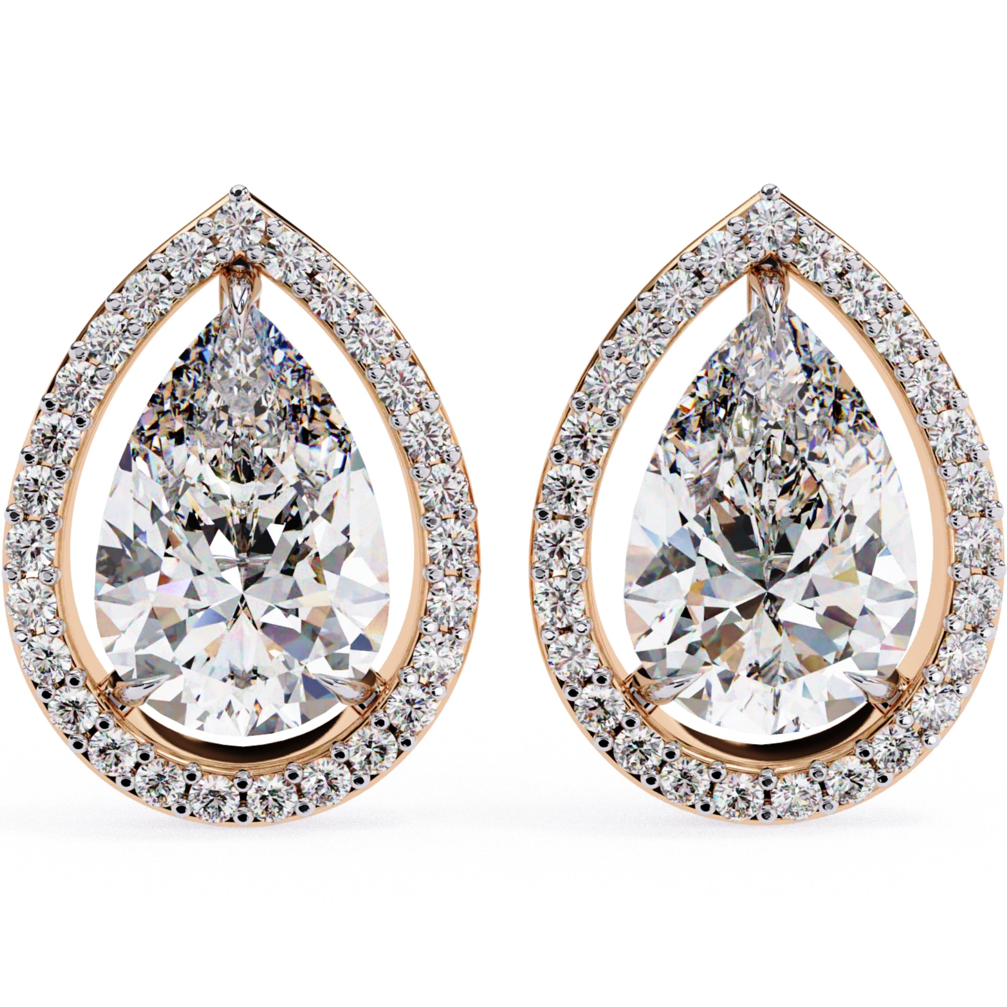 Cercei Stud Tear Drop din Aur 14k cu Moissanite de 0.81 ct din 14K Aur Roz - Castelo.ro