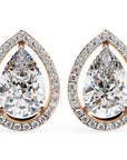 Cercei Stud Tear Drop cu Diamante Naturale de 0.81 ct din 18K Aur Roz - Castelo.ro