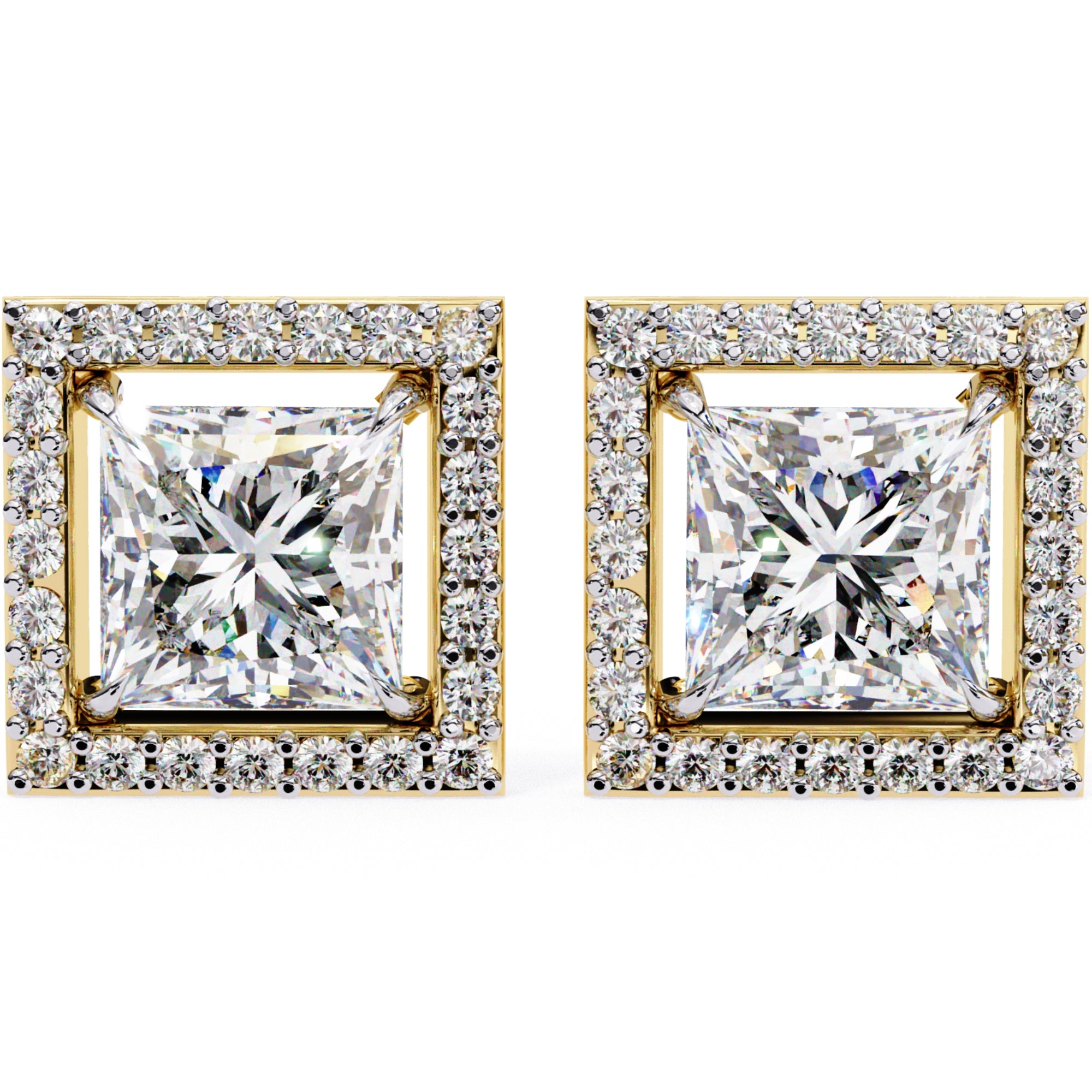 Cercei Stud Square cu Diamante Create în Laborator de 0.84 ct din 18K Aur Galben - Castelo.ro