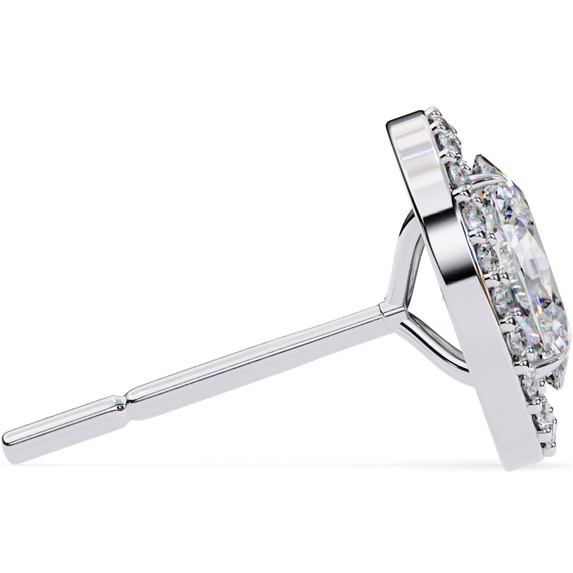 Cercei Stud Oval Star din Aur 14k cu Diamante Create în Laborator de 0.97 ct din 14K Aur Alb - Castelo.ro
