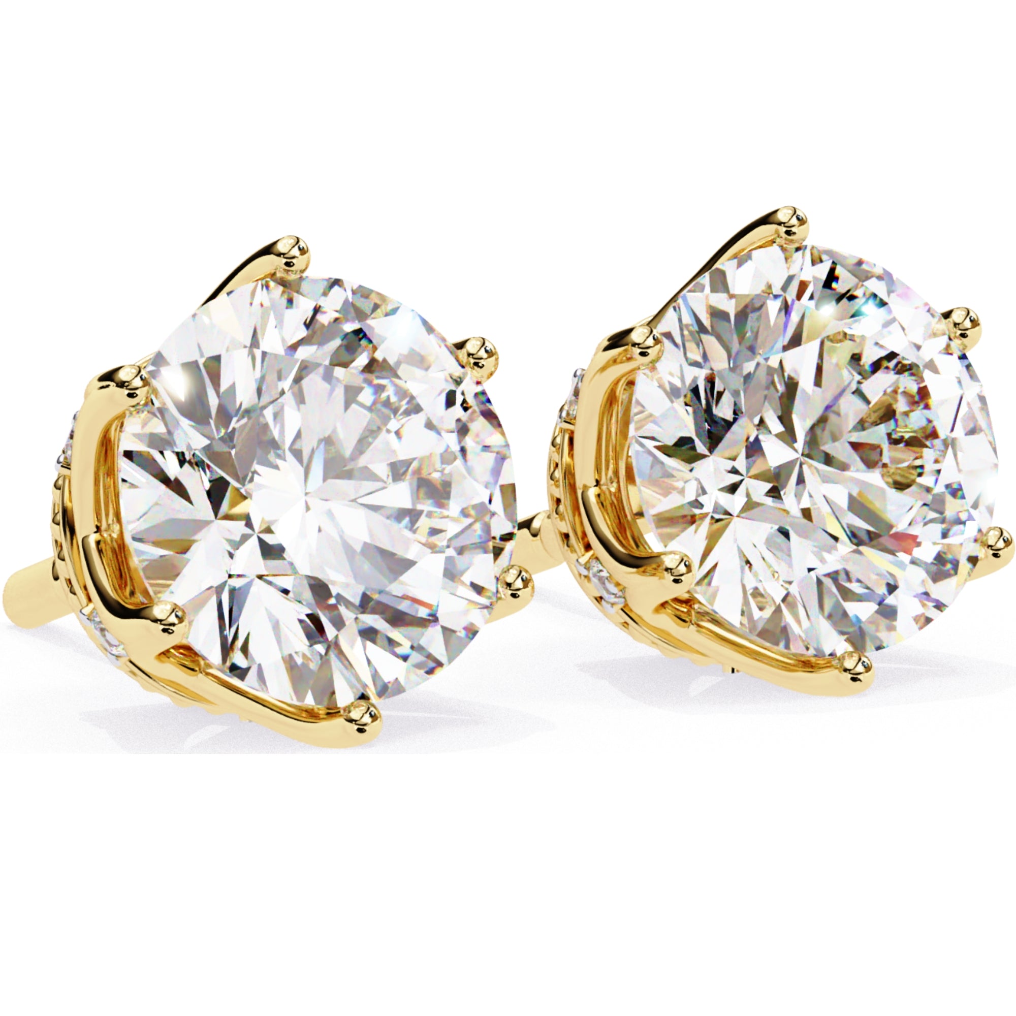 Cercei Stud Royal Cu Diamante Naturale Tăietură Briliant de 2.6 ct din 18K Aur Galben - Castelo.ro