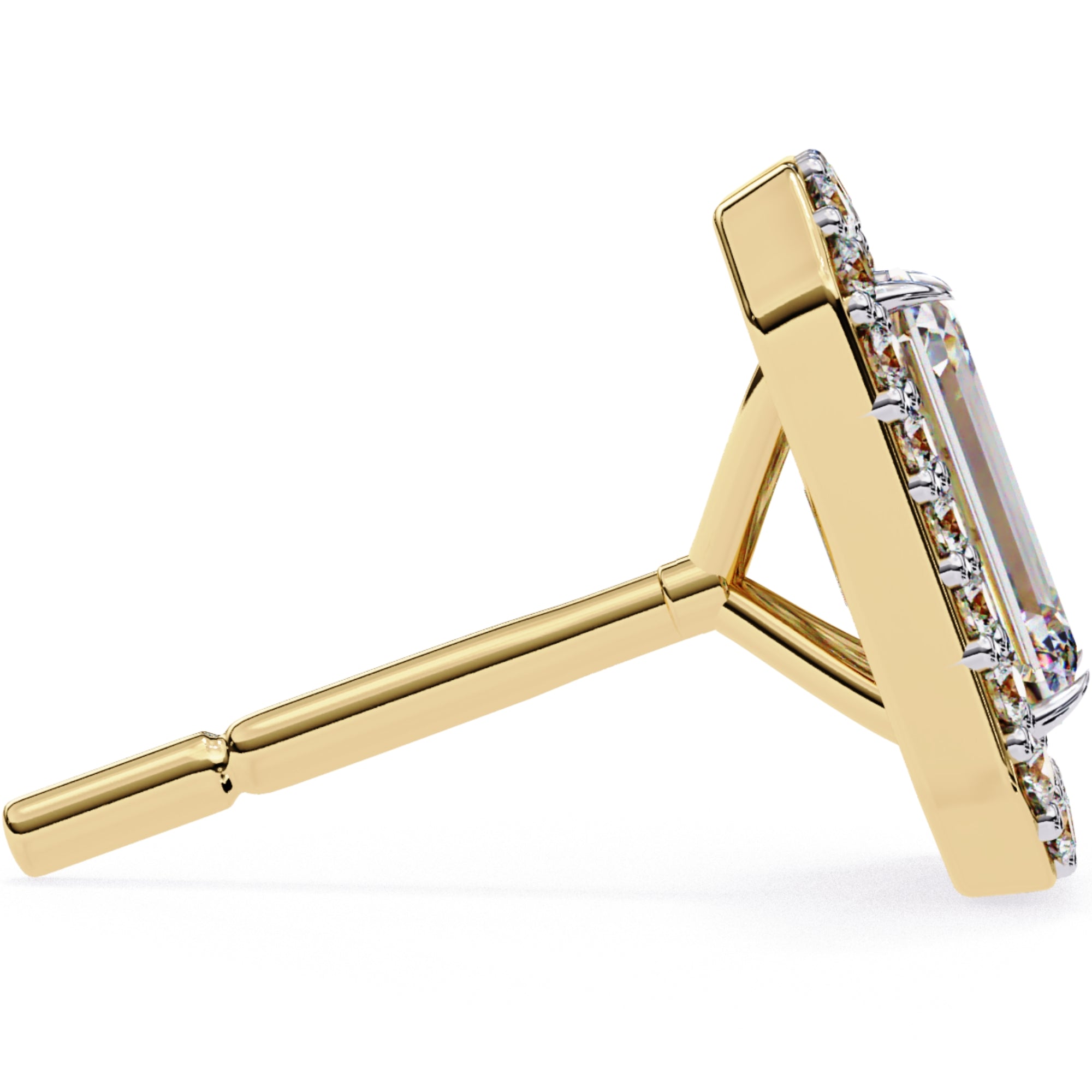 Cercei Stud Louvre Radiant cu Diamante Create în Laborator de 0.86 ct din 18K Aur Galben - Castelo.ro