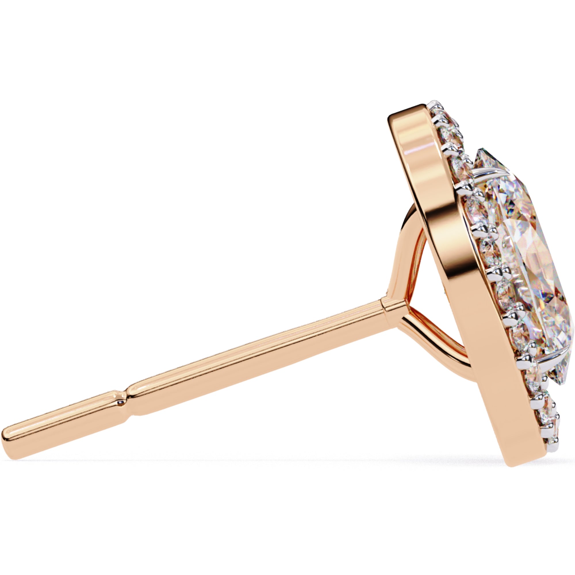 Cercei Stud Oval Star din Aur 14k cu Diamante Create în Laborator de 0.97 ct din 14K Aur Roz - Castelo.ro