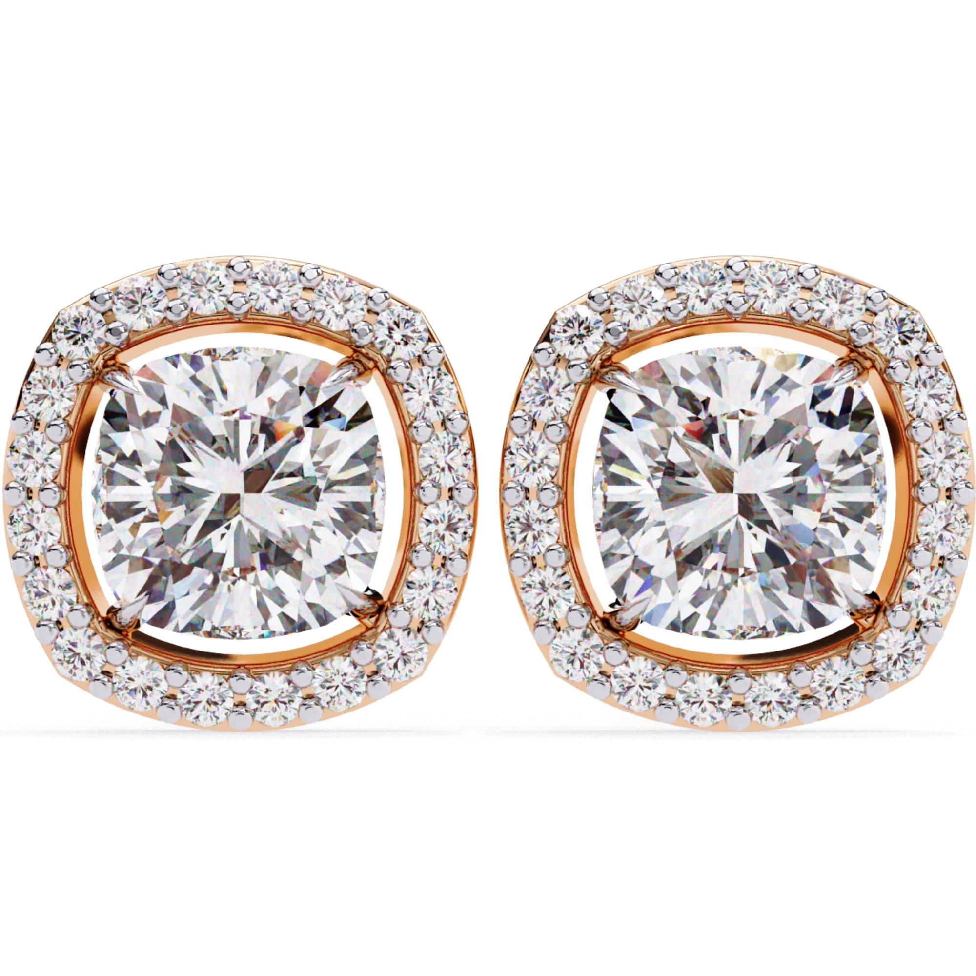 Cercei Stud Elsa cu Diamante Create în Laborator de 0.96 ct din 18K Aur Roz - Castelo.ro