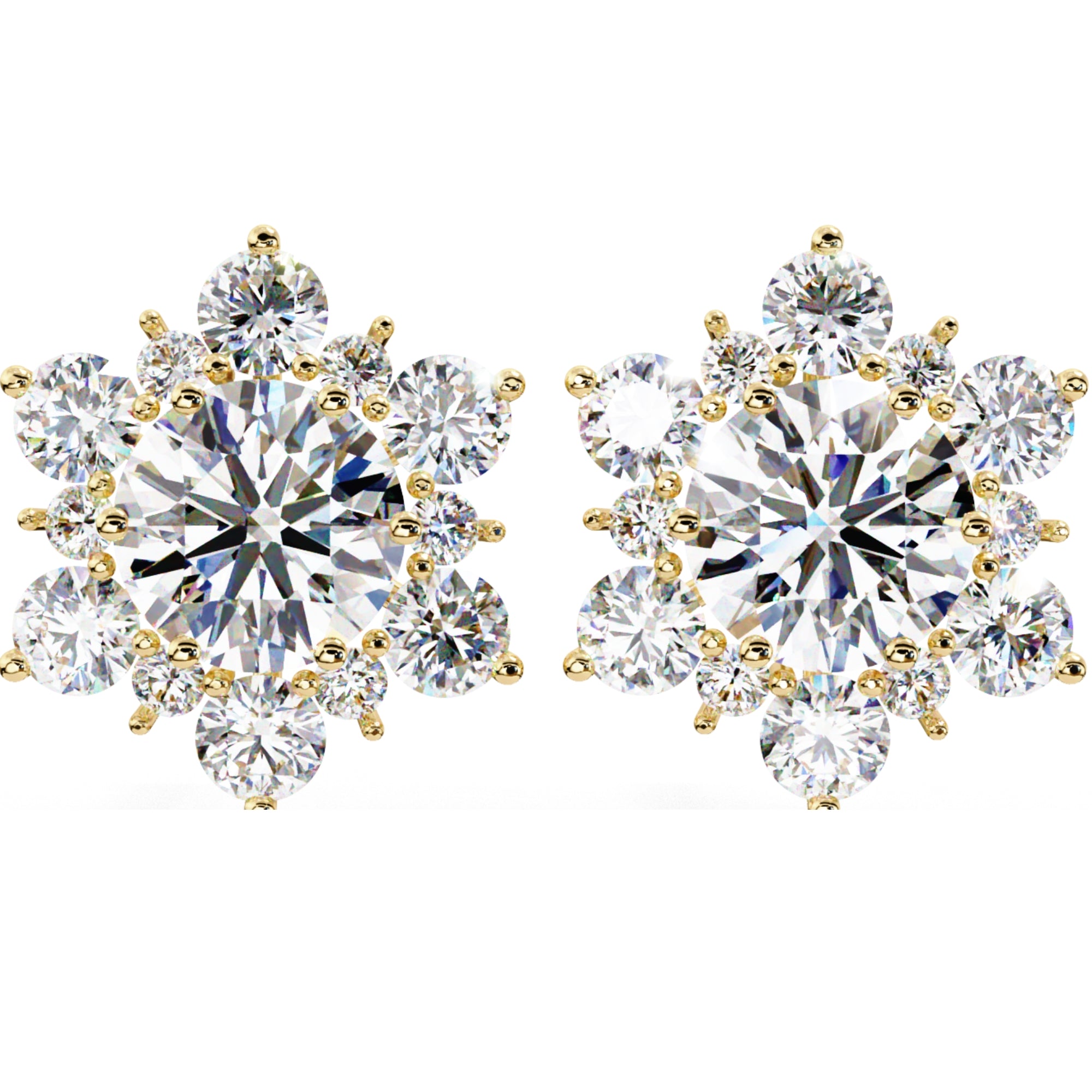 Cercei Stud Snowflake cu Diamante Create în Laborator de 0.72 ct din 18K Aur Galben - Castelo.ro
