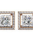 Cercei Stud Square cu Diamante Create în Laborator de 0.84 ct din 18K Aur Roz - Castelo.ro