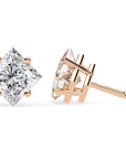 Cercei Stud Cu Diamante Create în Laborator Tăietură Princess de 2 ct din 18K Aur Roz - Castelo.ro