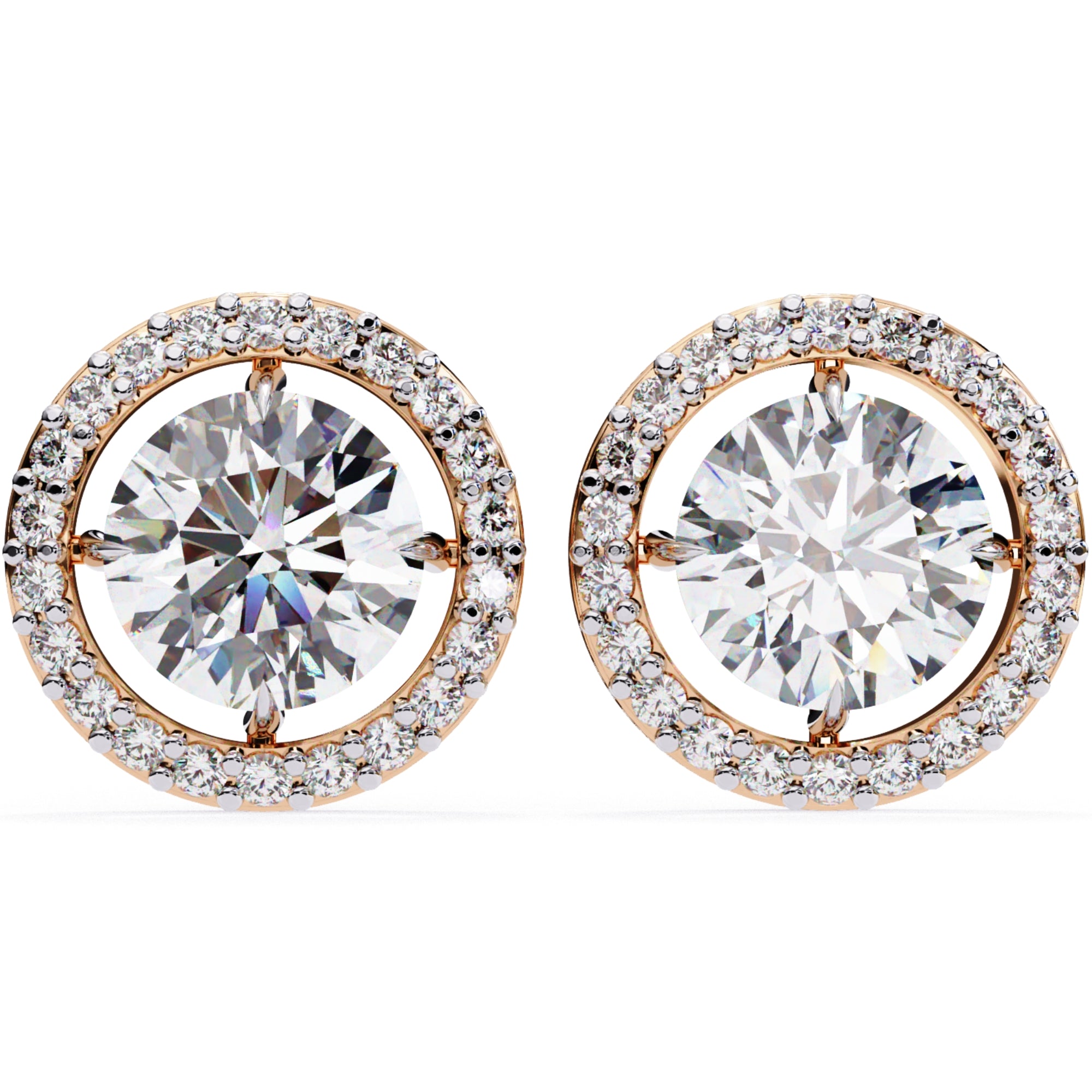 Cercei Stud Round Halo cu Diamante Create în Laborator de 0.92 ct din 18K Aur Roz - Castelo.ro