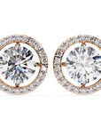Cercei Stud Round Halo cu Moissanite de 0.92 ct din 18K Aur Roz - Castelo.ro