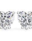 Cercei Stud Inima din Aur 14k cu Moissanite Tăietură Heart de 2.4 ct din 14K Aur Alb - Castelo.ro