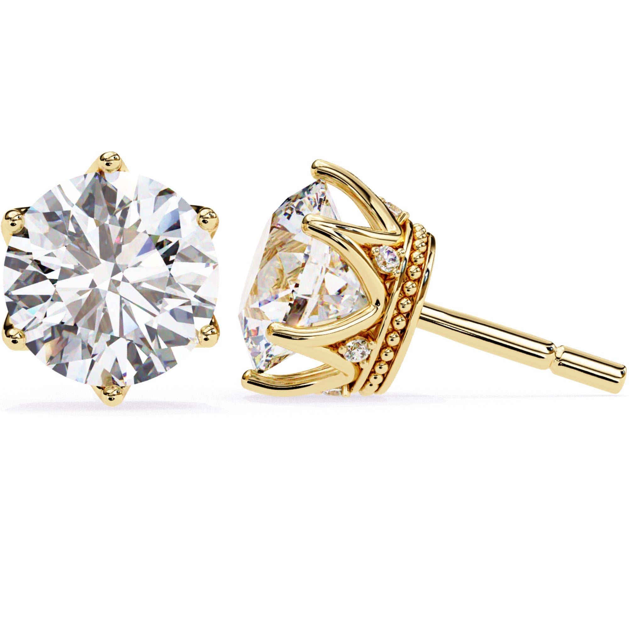 Cercei Stud Royal Cu Diamante Naturale Tăietură Briliant de 2.6 ct din 18K Aur Galben - Castelo.ro
